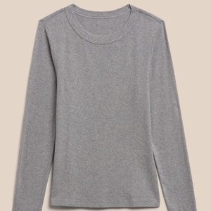 Banana Republic Women’s Gray Fitted Ribbed Crew-Neck T-Shirt size medium